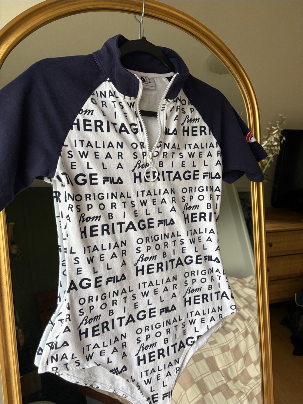 Fila Heritage Logo Half-Zip Top Bodysuit Golf Tee Authentic Italian Sportswear